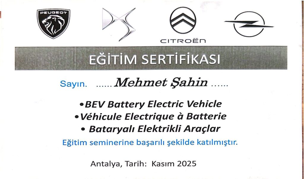 Bataryalı Elektrikli Araçlar (BEV) Eğitim Sertifikası